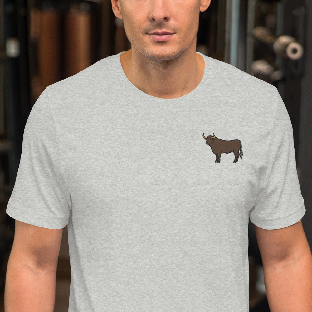 Bull Cotton T-Shirt - Embroidered - Wildlife Soul   Bull Cotton T-Shirt - Embroidered