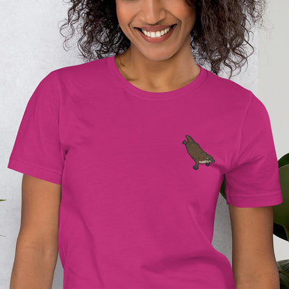 Platypus Cotton T-Shirt - Embroidered - Wildlife Soul   Platypus Cotton T-Shirt - Embroidered