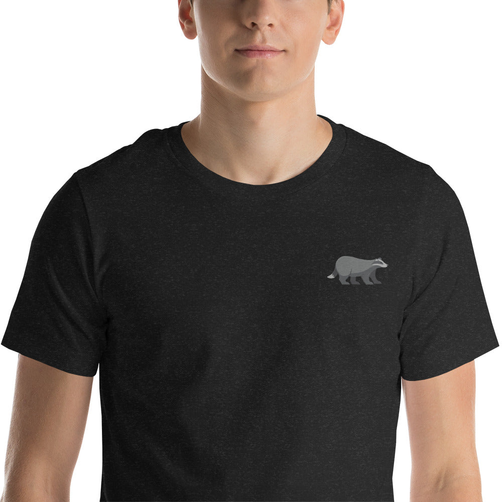 Badger Cotton T-shirt - Embroidered - Wildlife Soul   Badger Cotton T-shirt - Embroidered