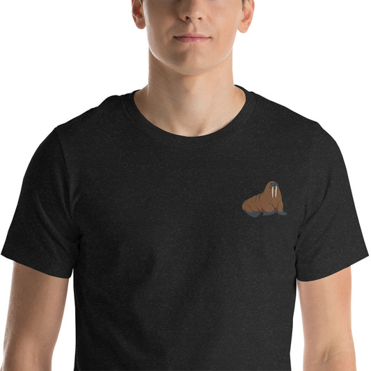 Walrus Cotton T-Shirt - Embroidered - Wildlife Soul   Walrus Cotton T-Shirt - Embroidered