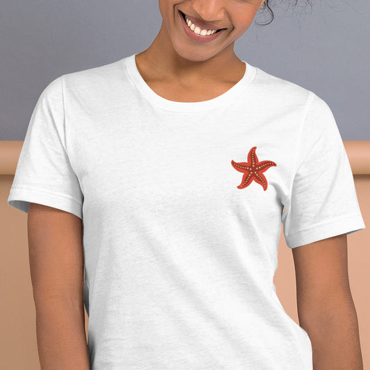 Star fish Cotton T-Shirt - Embroidered - Wildlife Soul   Star fish Cotton T-Shirt - Embroidered