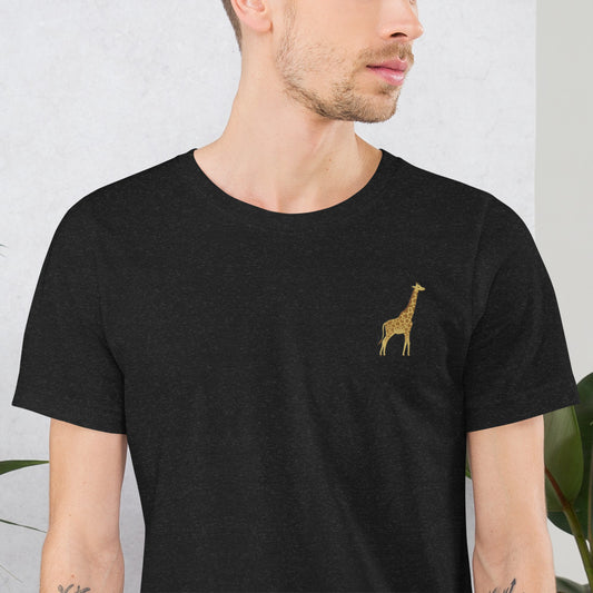 Giraffe Cotton T-Shirt - Embroidered - Wildlife Soul   Giraffe Cotton T-Shirt - Embroidered