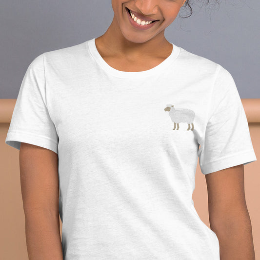 Sheep Cotton T-Shirt - Embroidered - Wildlife Soul   Sheep Cotton T-Shirt - Embroidered