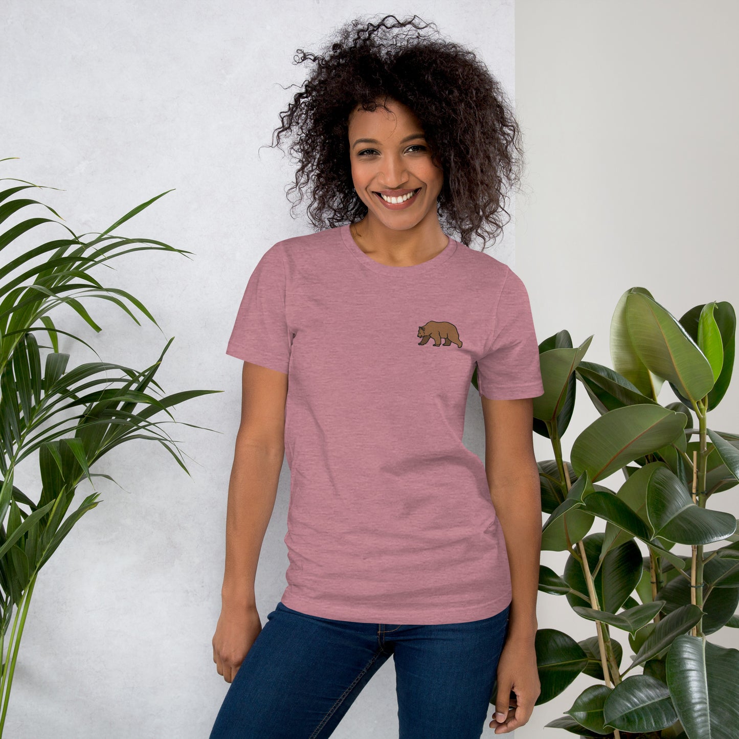 Bear Cotton T-Shirt - Embroidered - Wildlife Soul   Bear Cotton T-Shirt - Embroidered