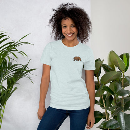 Bear Cotton T-Shirt - Embroidered - Wildlife Soul   Bear Cotton T-Shirt - Embroidered