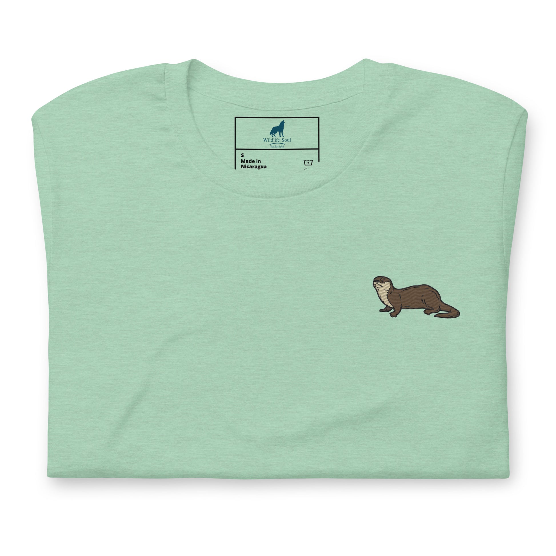 Otter Cotton T-Shirt - Embroidered - Wildlife Soul   Otter Cotton T-Shirt - Embroidered