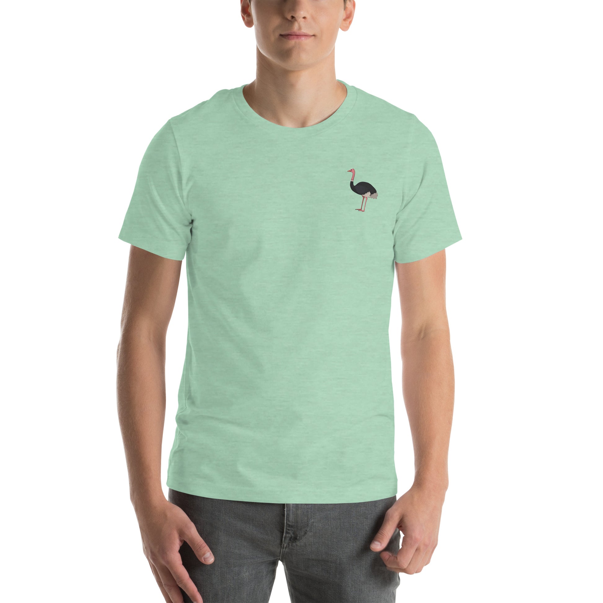 Ostrich Cotton T-Shirt - Embroidered - Wildlife Soul   Ostrich Cotton T-Shirt - Embroidered