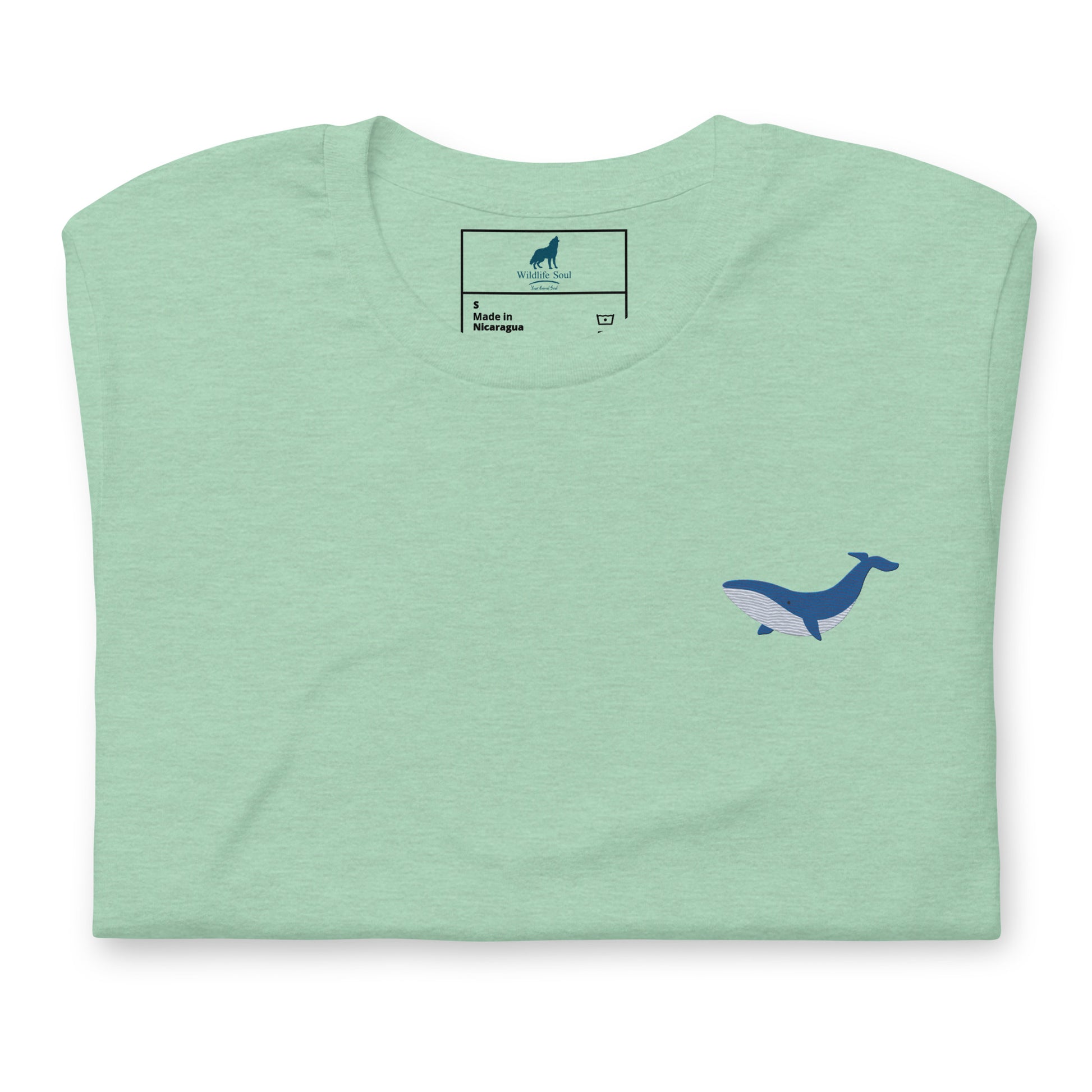 Whale Cotton T-Shirt - Embroidered - Wildlife Soul   Whale Cotton T-Shirt - Embroidered