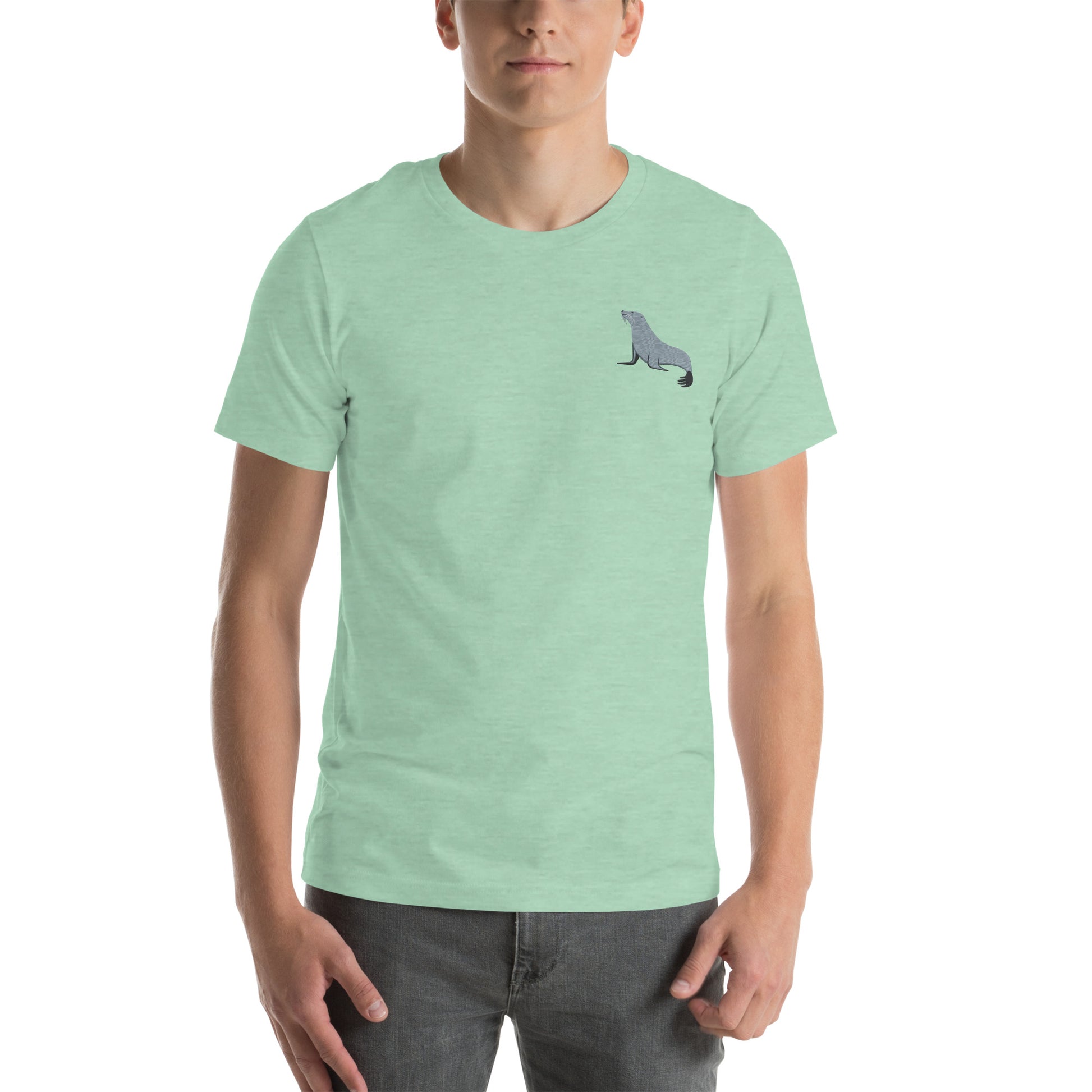 Seal Cotton T-Shirt - Embroidered - Wildlife Soul   Seal Cotton T-Shirt - Embroidered