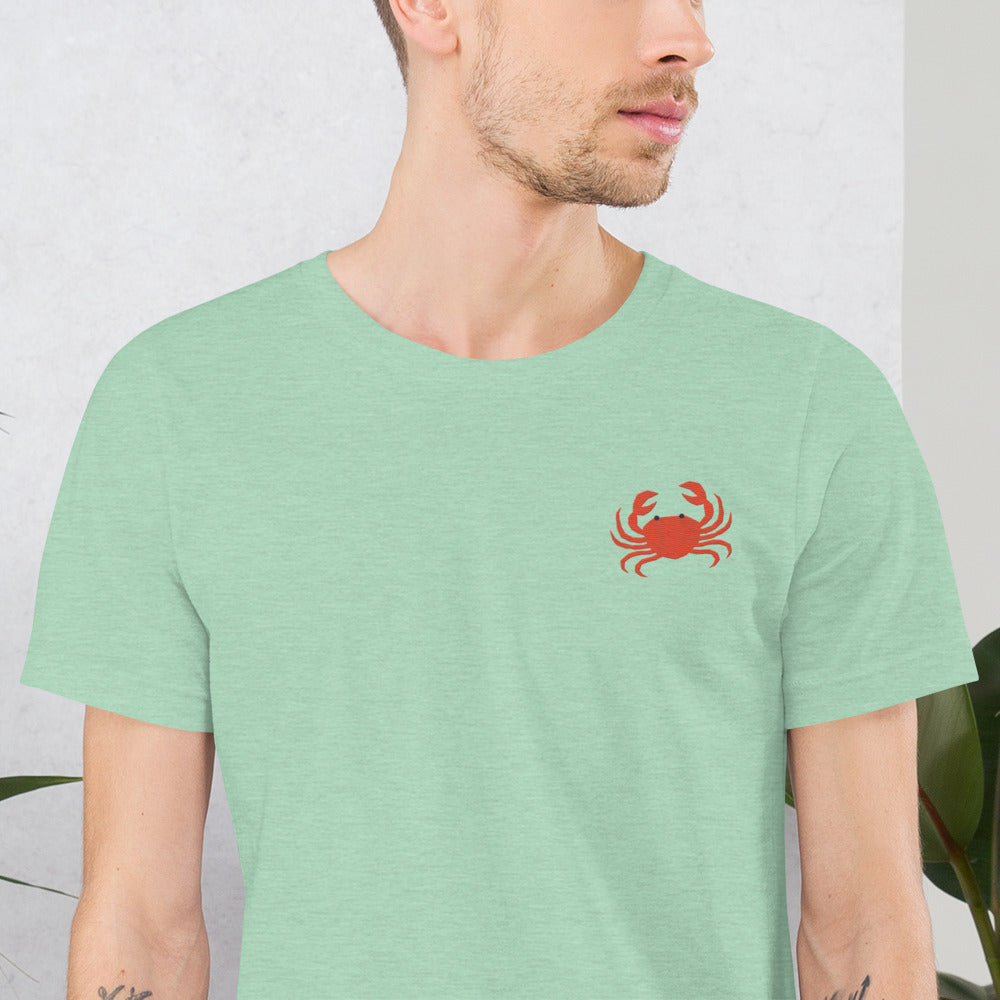 Crab Cotton T-Shirt - Embroidered - Wildlife Soul   Crab Cotton T-Shirt - Embroidered