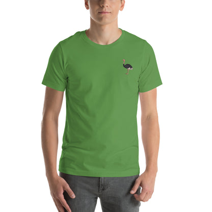 Ostrich Cotton T-Shirt - Embroidered - Wildlife Soul   Ostrich Cotton T-Shirt - Embroidered