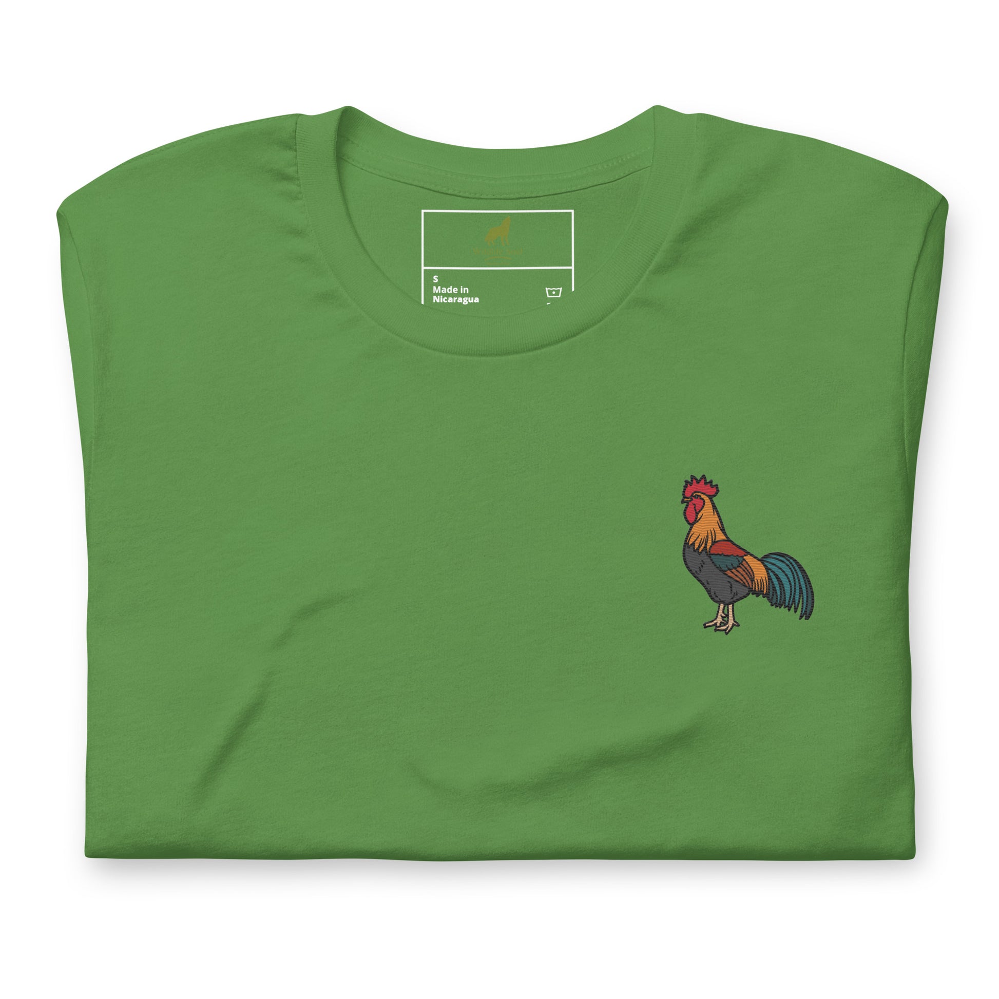 Rooster Cotton T-Shirt - Embroidered - Wildlife Soul   Rooster Cotton T-Shirt - Embroidered