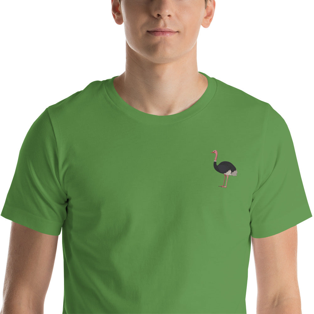 Ostrich Cotton T-Shirt - Embroidered - Wildlife Soul   Ostrich Cotton T-Shirt - Embroidered