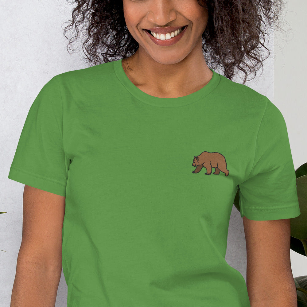 Bear Cotton T-Shirt - Embroidered - Wildlife Soul   Bear Cotton T-Shirt - Embroidered