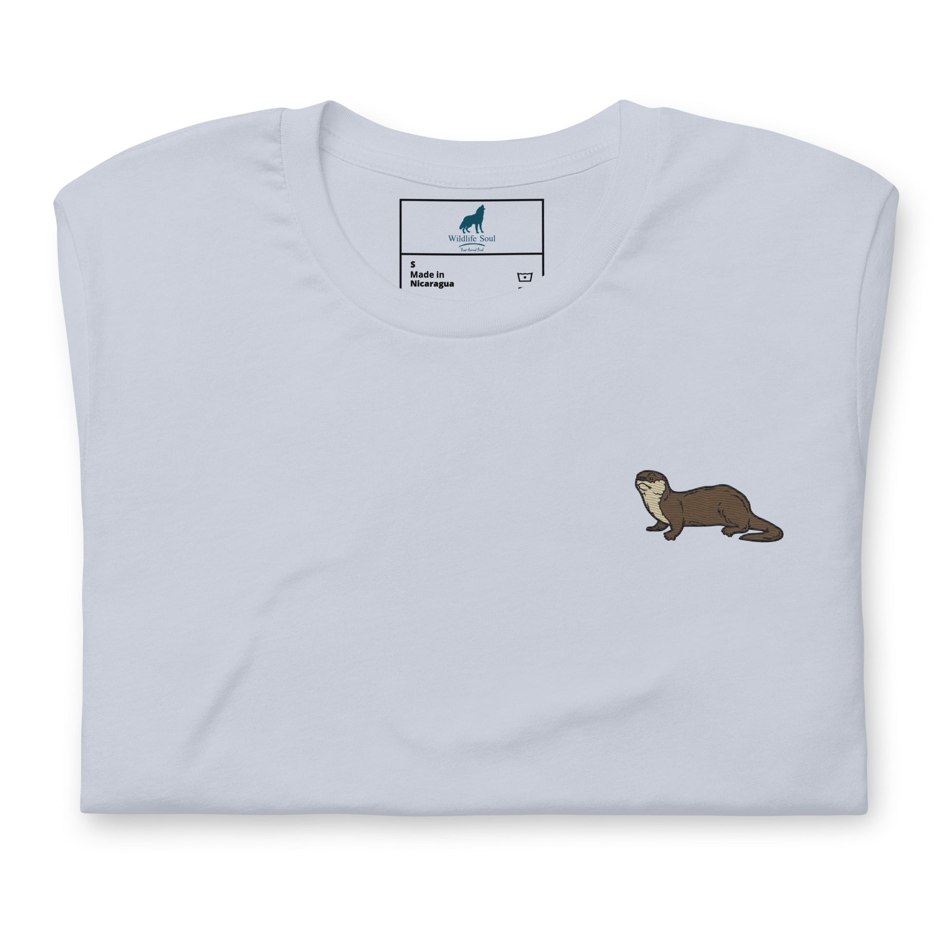 Otter Cotton T-Shirt - Embroidered - Wildlife Soul   Otter Cotton T-Shirt - Embroidered