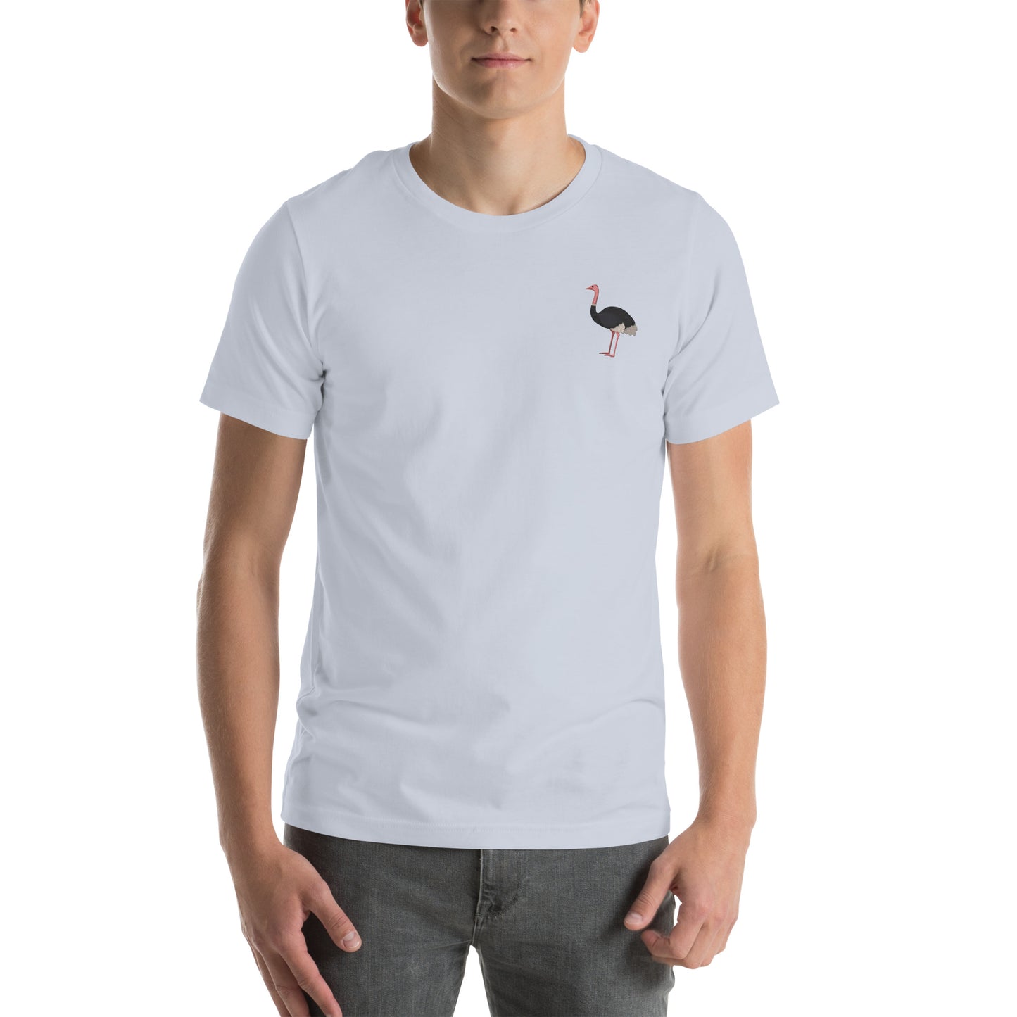 Ostrich Cotton T-Shirt - Embroidered - Wildlife Soul   Ostrich Cotton T-Shirt - Embroidered