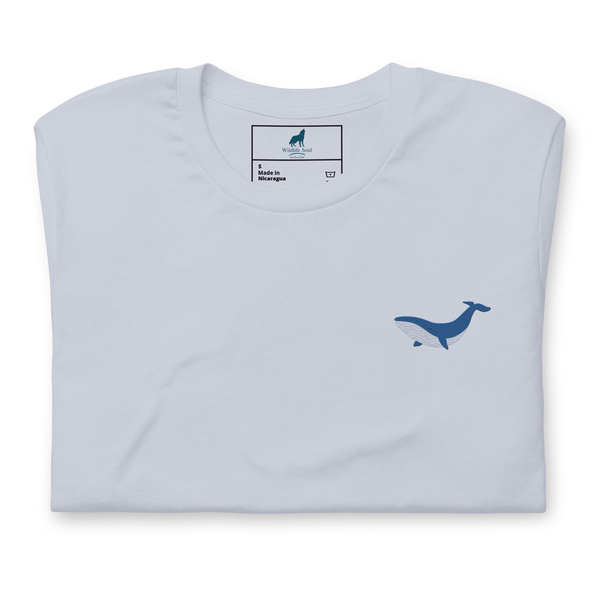 Whale Cotton T-Shirt - Embroidered - Wildlife Soul   Whale Cotton T-Shirt - Embroidered