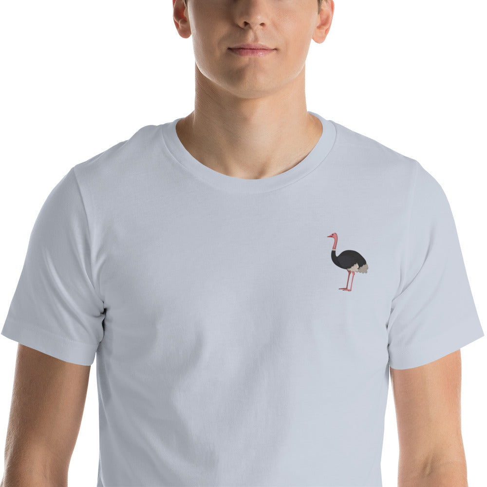 Ostrich Cotton T-Shirt - Embroidered - Wildlife Soul   Ostrich Cotton T-Shirt - Embroidered