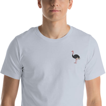 Ostrich Cotton T-Shirt - Embroidered - Wildlife Soul   Ostrich Cotton T-Shirt - Embroidered