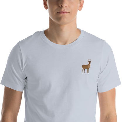 Reindeer Cotton T-Shirt - Embroidered - Wildlife Soul   Reindeer Cotton T-Shirt - Embroidered