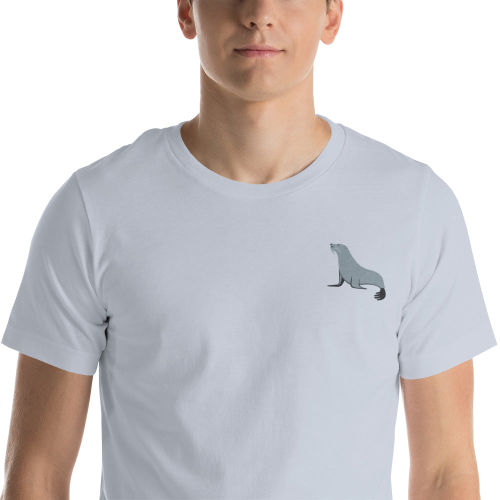 Seal Cotton T-Shirt - Embroidered - Wildlife Soul   Seal Cotton T-Shirt - Embroidered