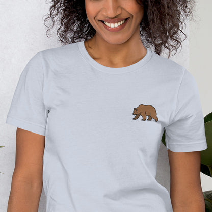 Bear Cotton T-Shirt - Embroidered - Wildlife Soul   Bear Cotton T-Shirt - Embroidered