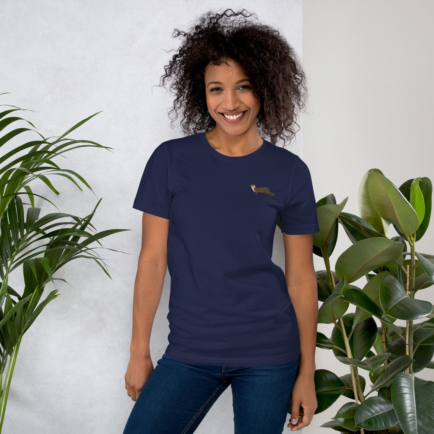 Otter Cotton T-Shirt - Embroidered - Wildlife Soul   Otter Cotton T-Shirt - Embroidered