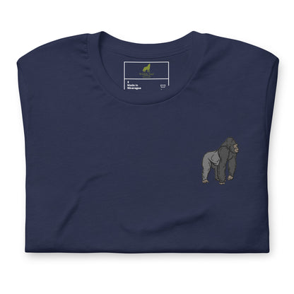 Gorilla Cotton T-Shirt - Embroidered - Wildlife Soul   Gorilla Cotton T-Shirt - Embroidered