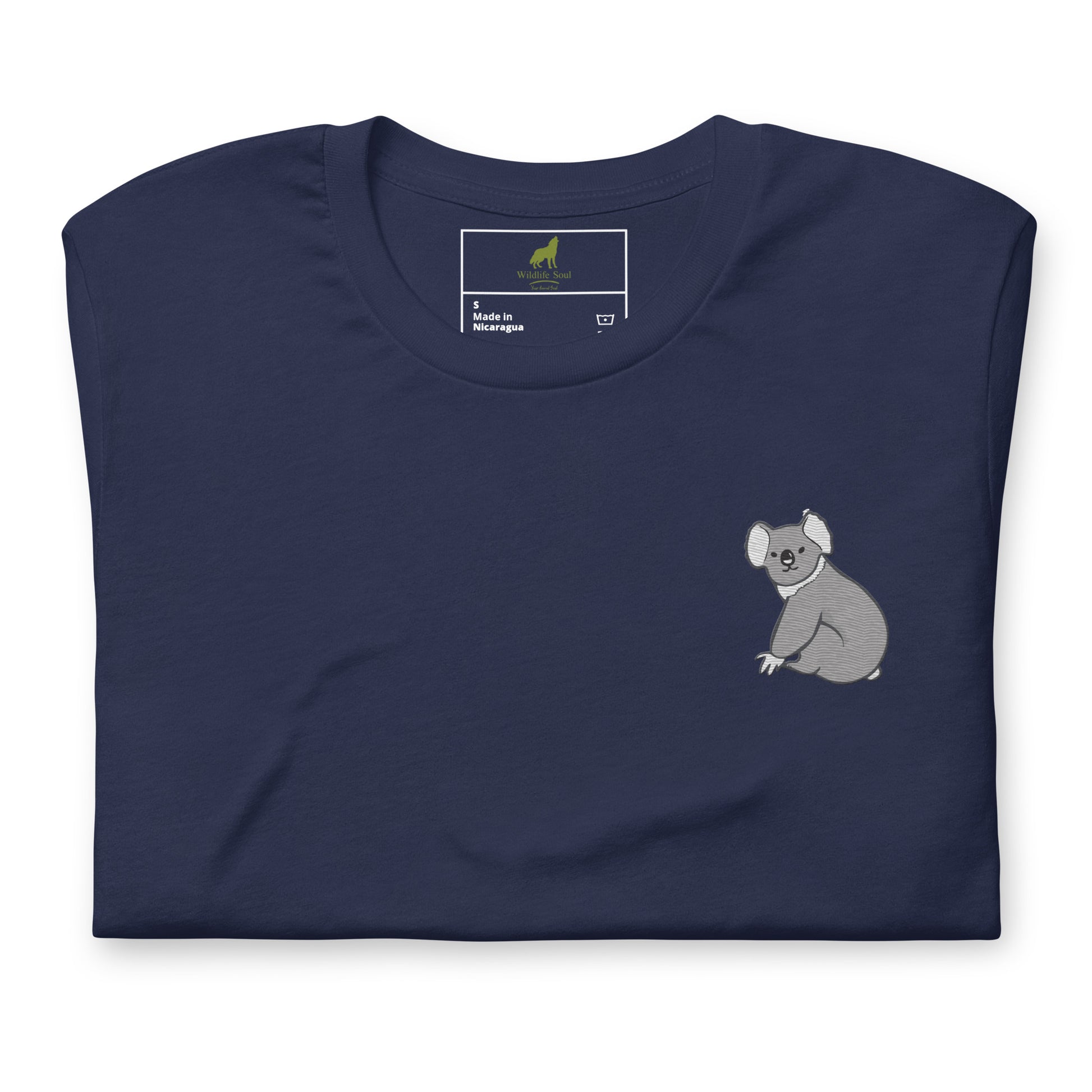 Koala Cotton T-Shirt - Embroidered - Wildlife Soul   Koala Cotton T-Shirt - Embroidered