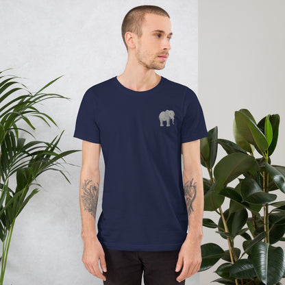 Elephant Cotton T-Shirt - Embroidered - Wildlife Soul   Elephant Cotton T-Shirt - Embroidered