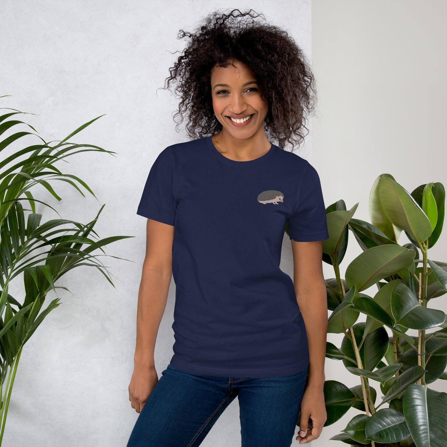 Hedgehog Cotton T-Shirt - Embroidered - Wildlife Soul   Hedgehog Cotton T-Shirt - Embroidered