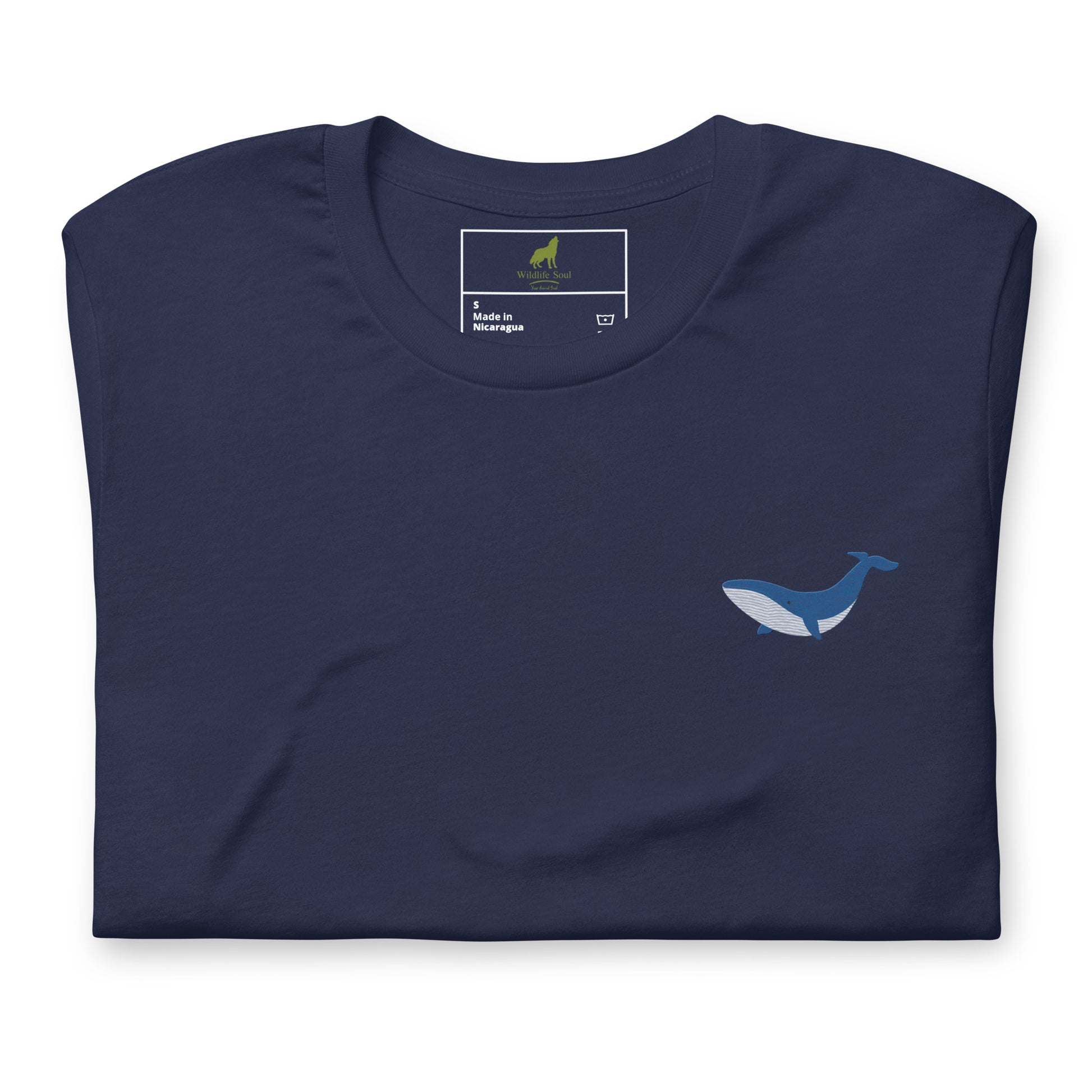 Whale Cotton T-Shirt - Embroidered - Wildlife Soul   Whale Cotton T-Shirt - Embroidered