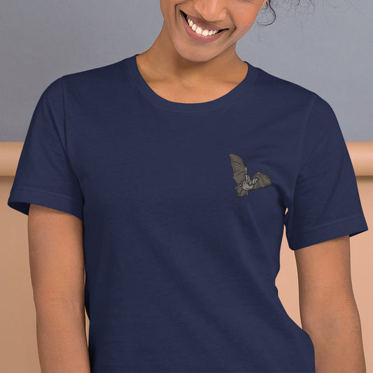 Bat Cotton T-Shirt - Embroidered - Wildlife Soul   Bat Cotton T-Shirt - Embroidered