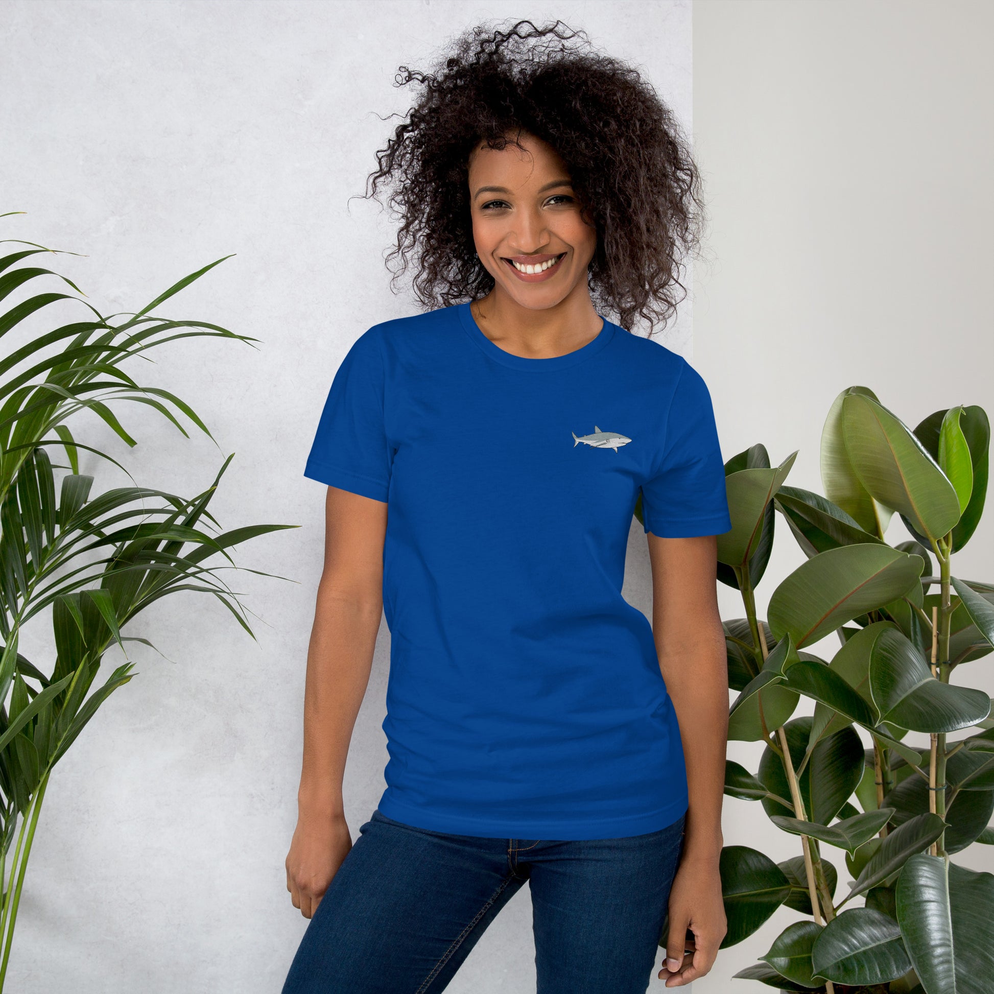 Shark Cotton T-Shirt - Embroidered - Wildlife Soul   Shark Cotton T-Shirt - Embroidered