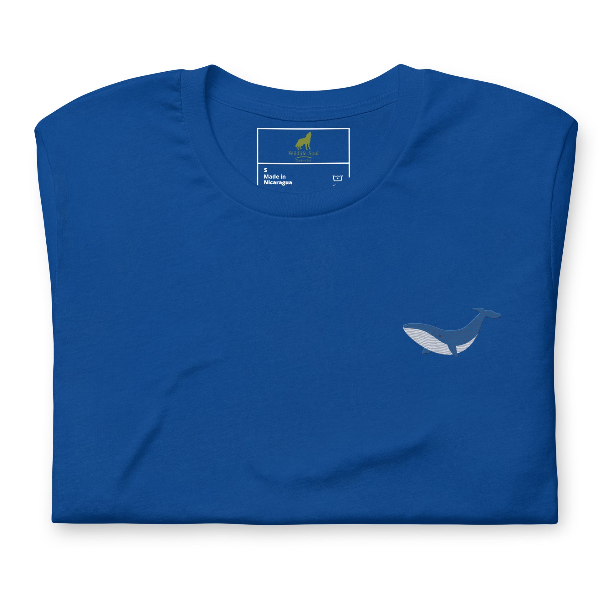 Whale Cotton T-Shirt - Embroidered - Wildlife Soul   Whale Cotton T-Shirt - Embroidered