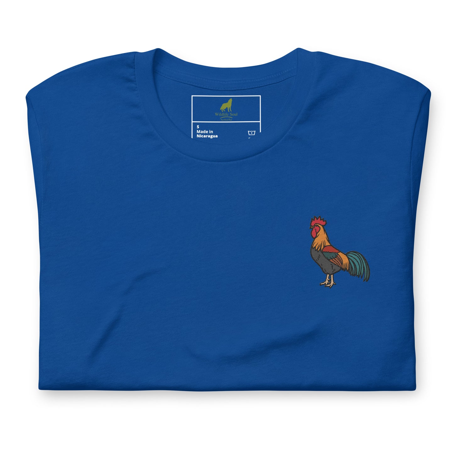 Rooster Cotton T-Shirt - Embroidered - Wildlife Soul   Rooster Cotton T-Shirt - Embroidered