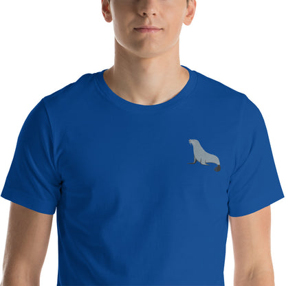 Seal Cotton T-Shirt - Embroidered - Wildlife Soul   Seal Cotton T-Shirt - Embroidered