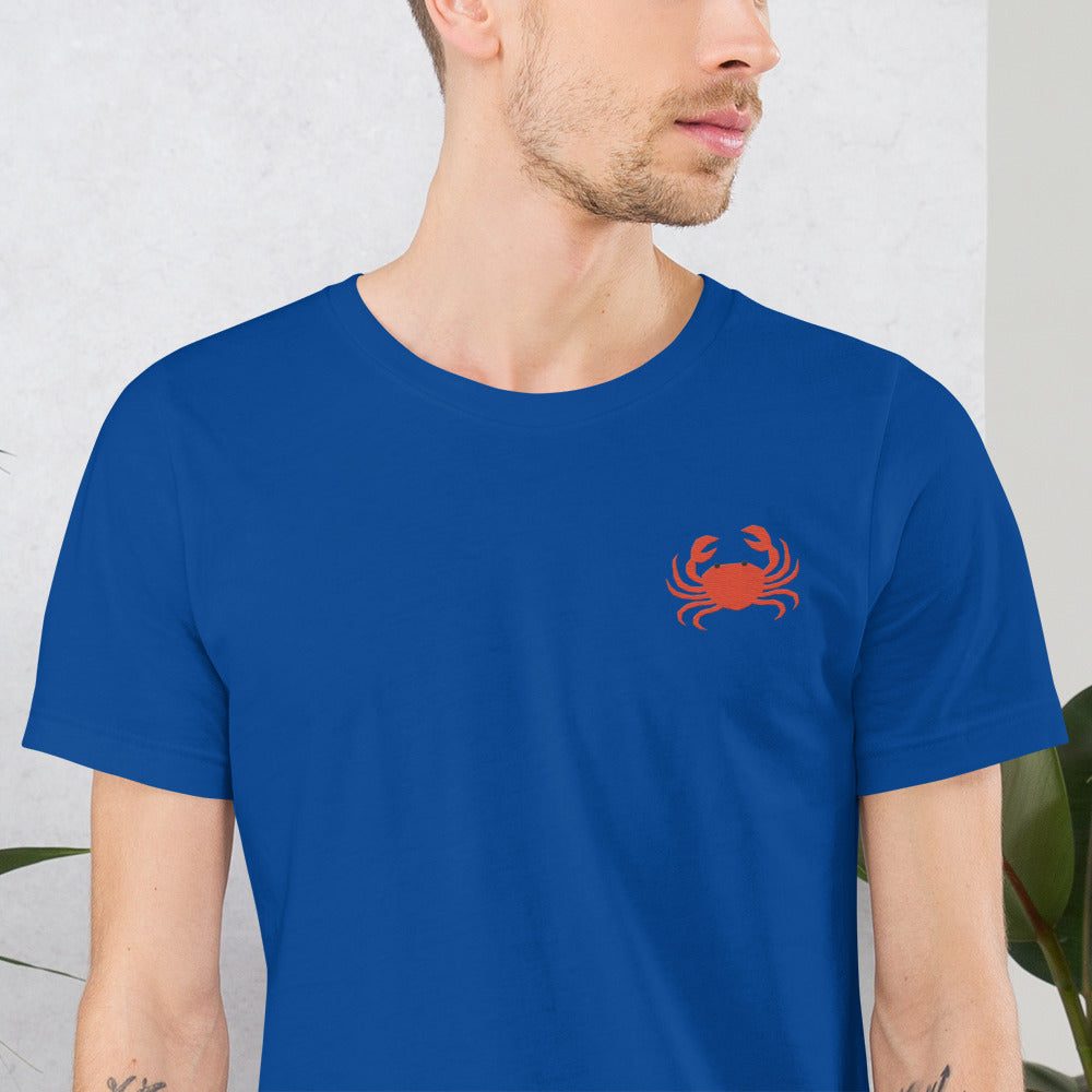 Crab Cotton T-Shirt - Embroidered - Wildlife Soul   Crab Cotton T-Shirt - Embroidered