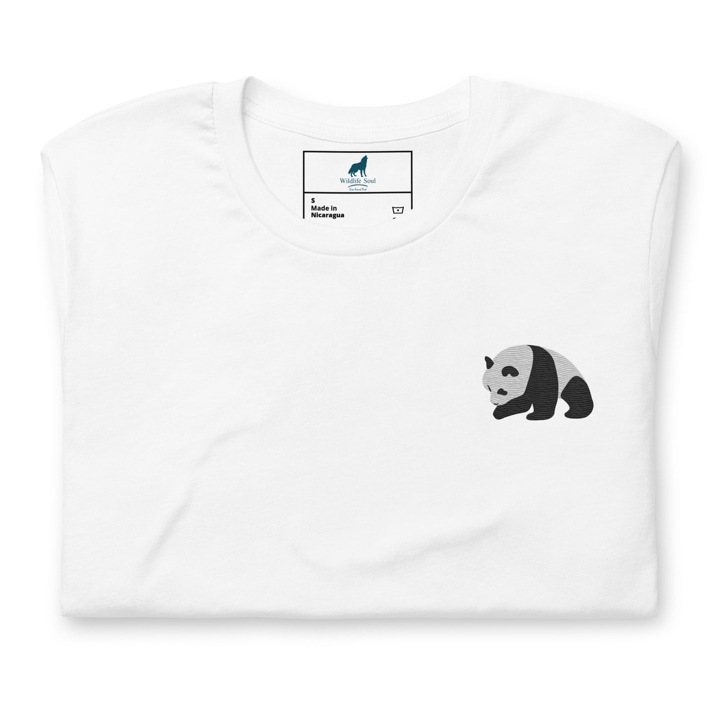 Panda Cotton T-Shirt - Embroidered - Wildlife Soul   Panda Cotton T-Shirt - Embroidered