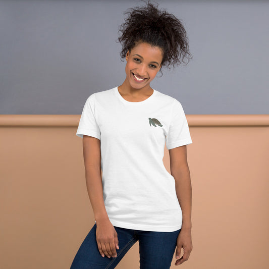 Turtle Cotton T-Shirt - Embroidered - Wildlife Soul   Turtle Cotton T-Shirt - Embroidered