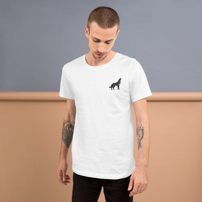 Wolf Cotton T-Shirt - Embroidered - Wildlife Soul   Wolf Cotton T-Shirt - Embroidered