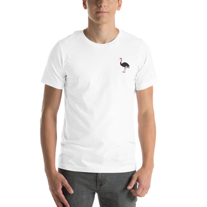 Ostrich Cotton T-Shirt - Embroidered - Wildlife Soul   Ostrich Cotton T-Shirt - Embroidered