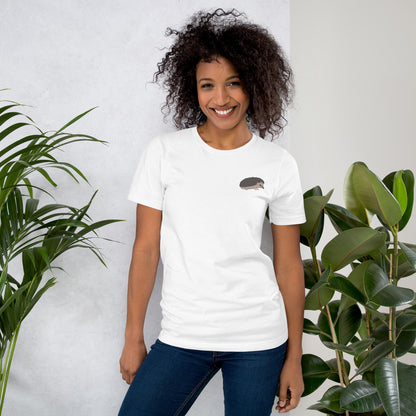 Hedgehog Cotton T-Shirt - Embroidered - Wildlife Soul   Hedgehog Cotton T-Shirt - Embroidered