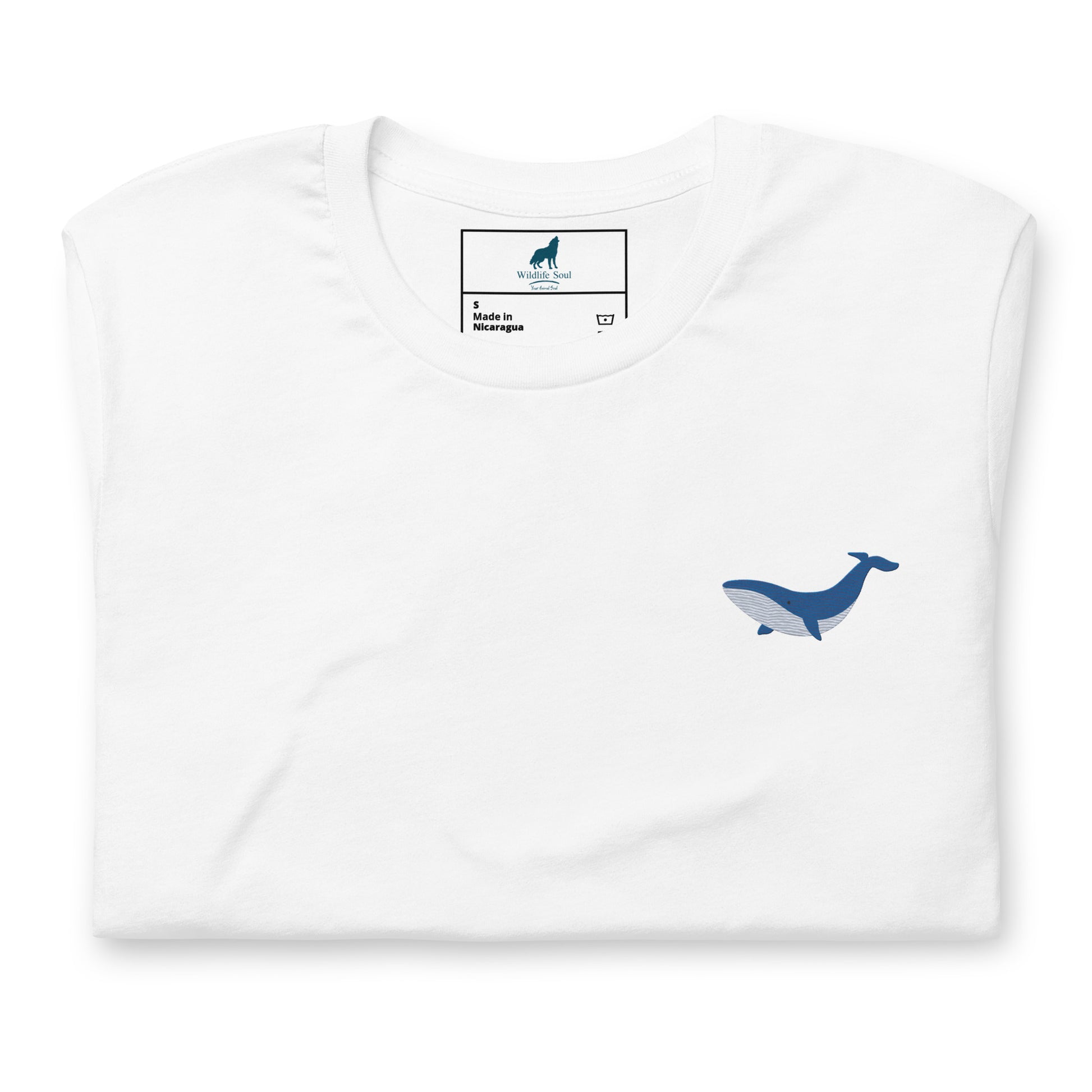 Whale Cotton T-Shirt - Embroidered - Wildlife Soul   Whale Cotton T-Shirt - Embroidered