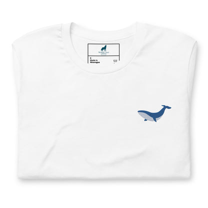 Whale Cotton T-Shirt - Embroidered - Wildlife Soul   Whale Cotton T-Shirt - Embroidered