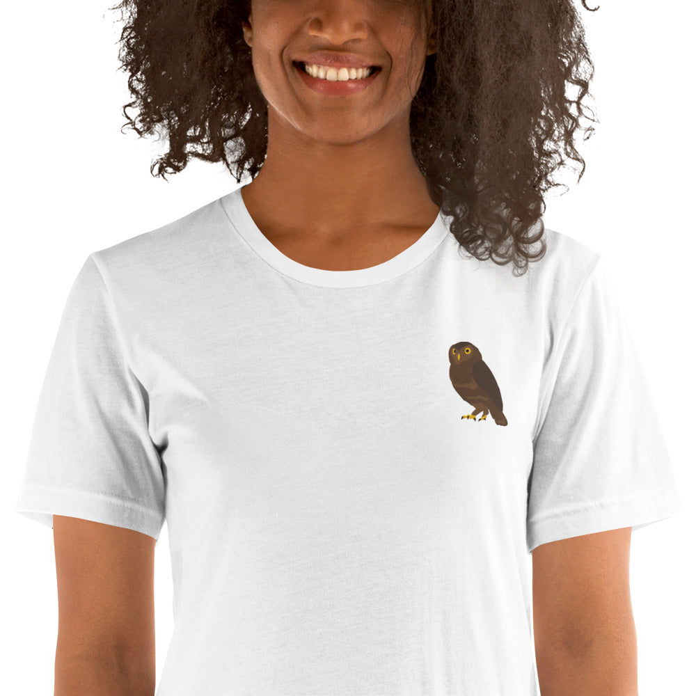 Owl Cotton T-Shirt - Embroidered - Wildlife Soul   Owl Cotton T-Shirt - Embroidered