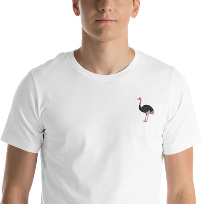 Ostrich Cotton T-Shirt - Embroidered - Wildlife Soul   Ostrich Cotton T-Shirt - Embroidered