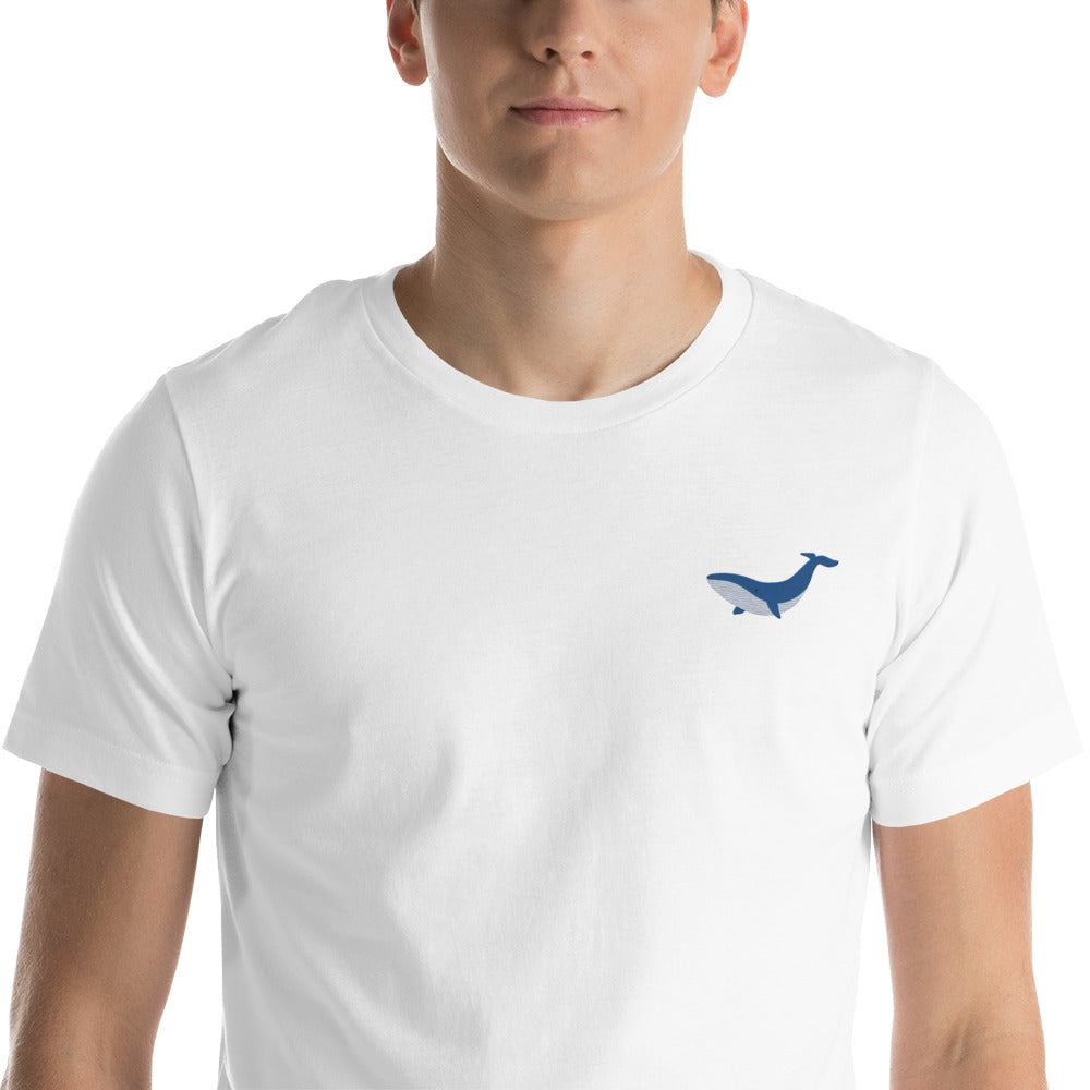 Whale Cotton T-Shirt - Embroidered - Wildlife Soul   Whale Cotton T-Shirt - Embroidered