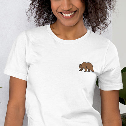 Bear Cotton T-Shirt - Embroidered - Wildlife Soul   Bear Cotton T-Shirt - Embroidered